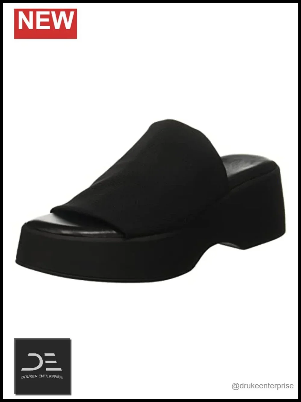 Platform Wedge Sandals Slide Open Toe Slip On Elastic Band Chunky Heel